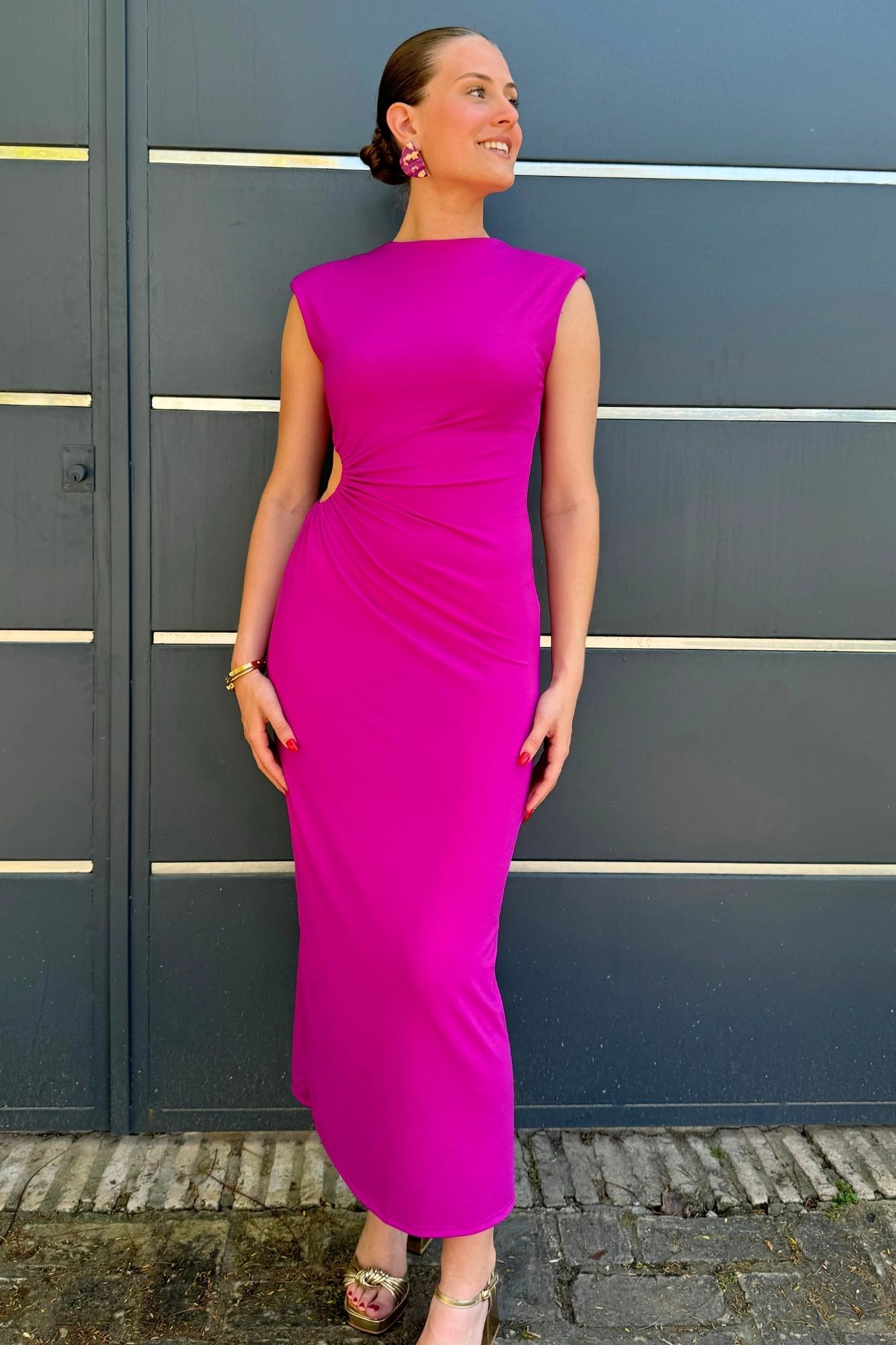 copy of VESTIDO DRAPEADO VOLANTE - FRESA