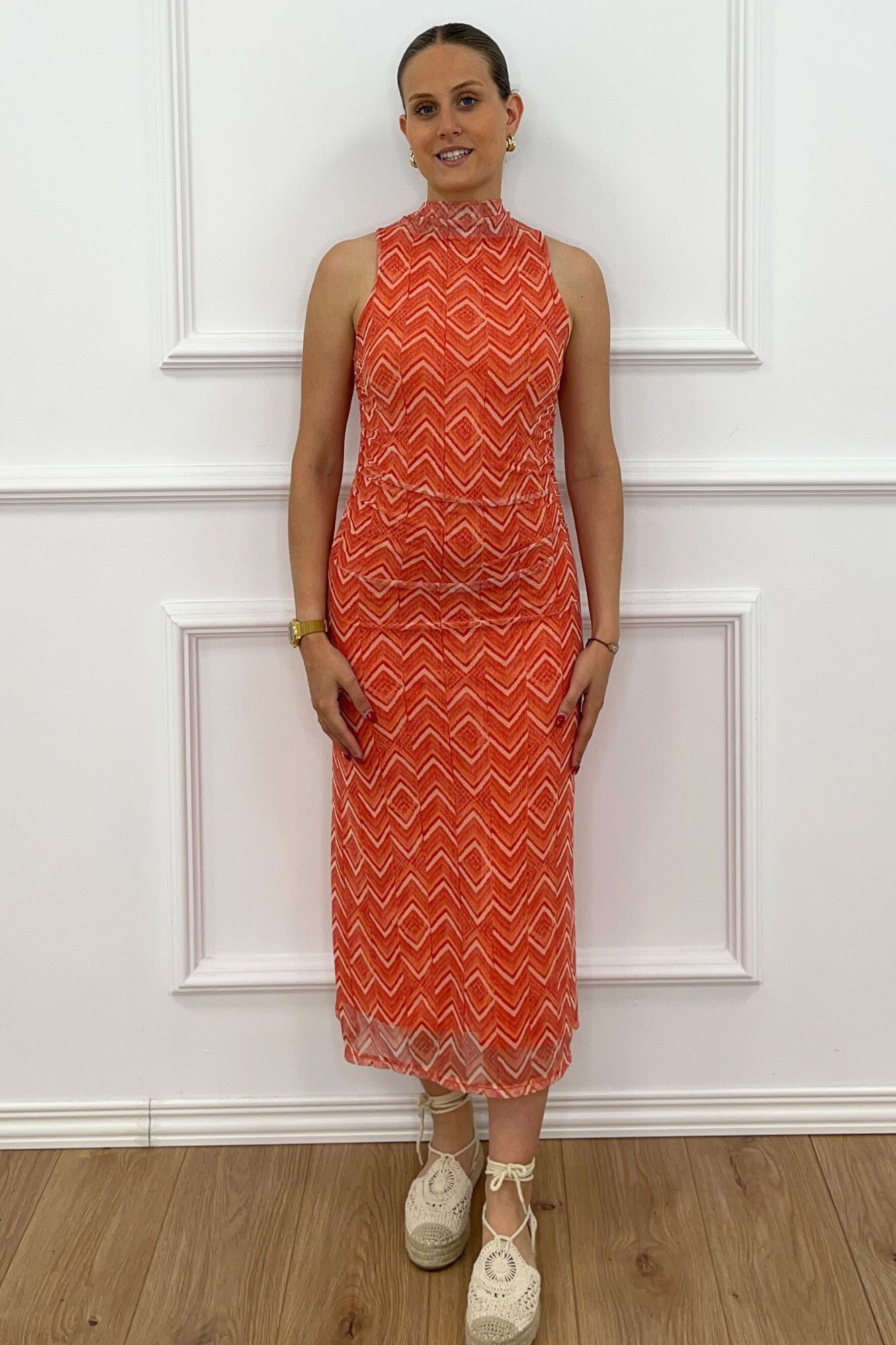 MAXI VESTIDO RED ZIG ZAG NARANJA