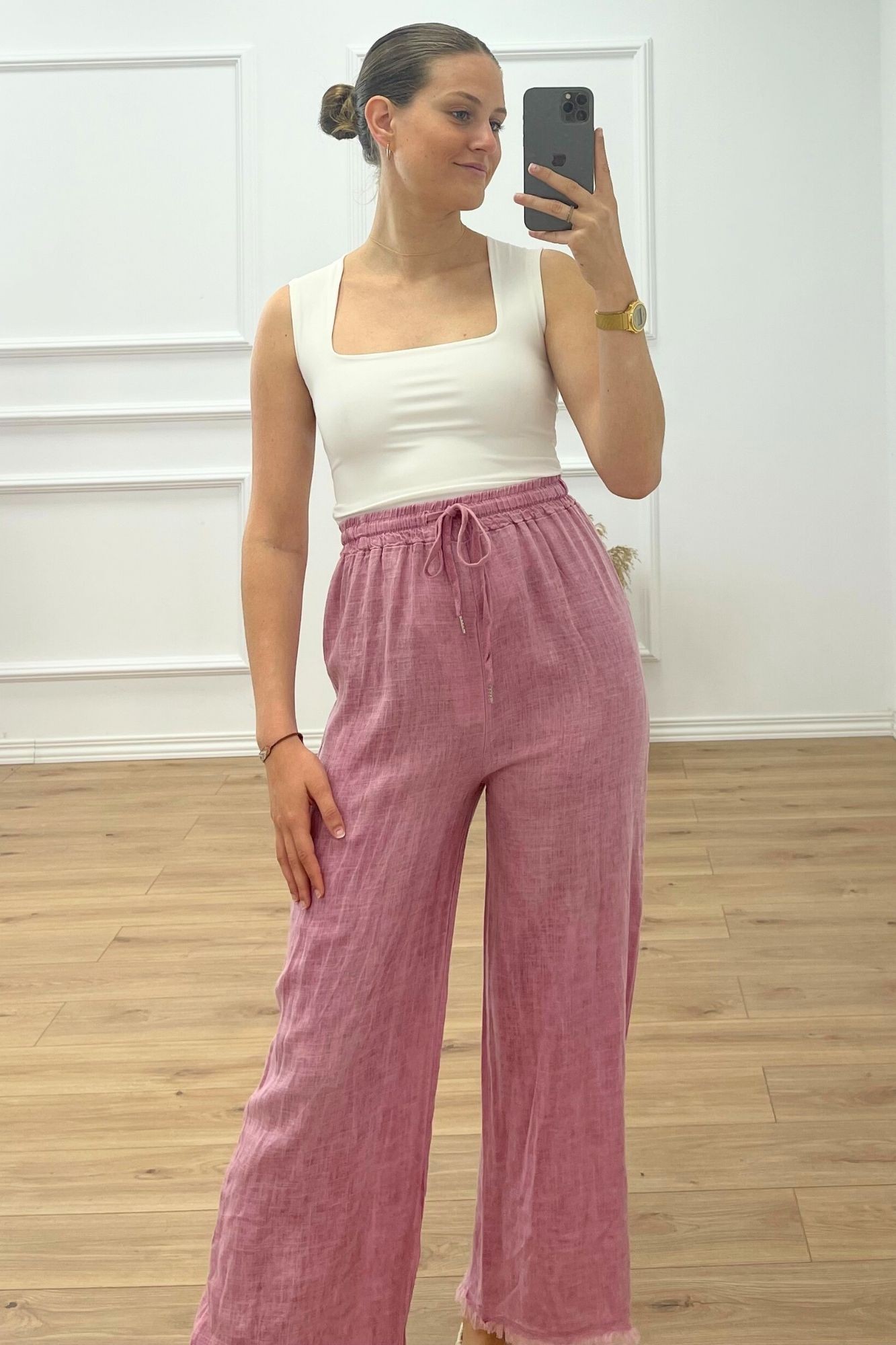 PANTALÓN DESFLECADO ROSA