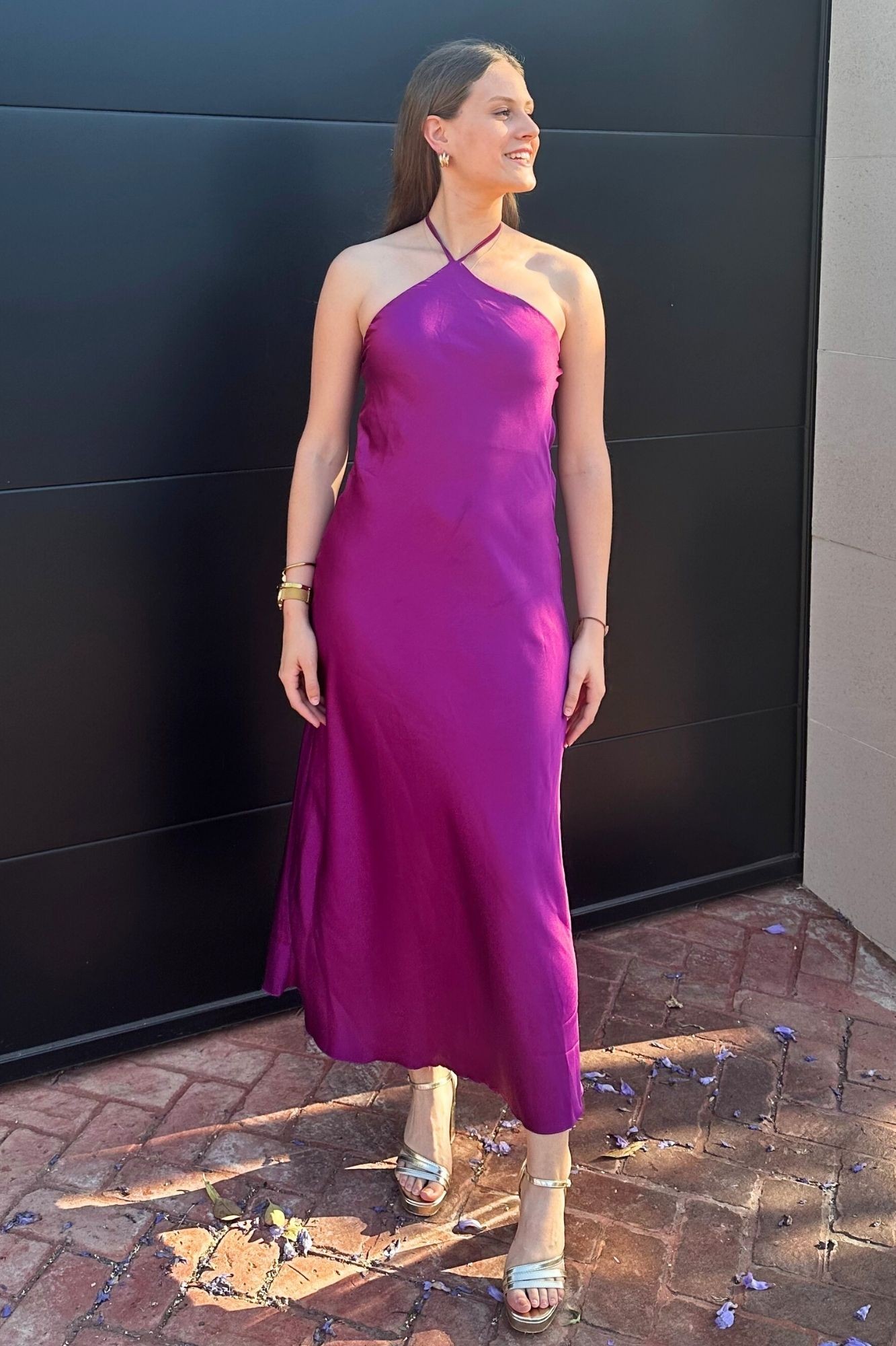 VESTIDO SATINADO HALTER BUGANVILLA