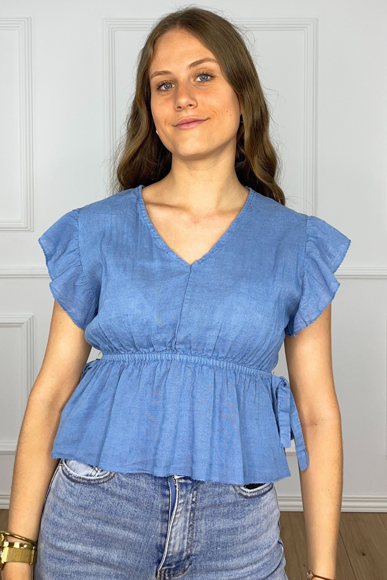 BLUSA VOLANTE DENIM