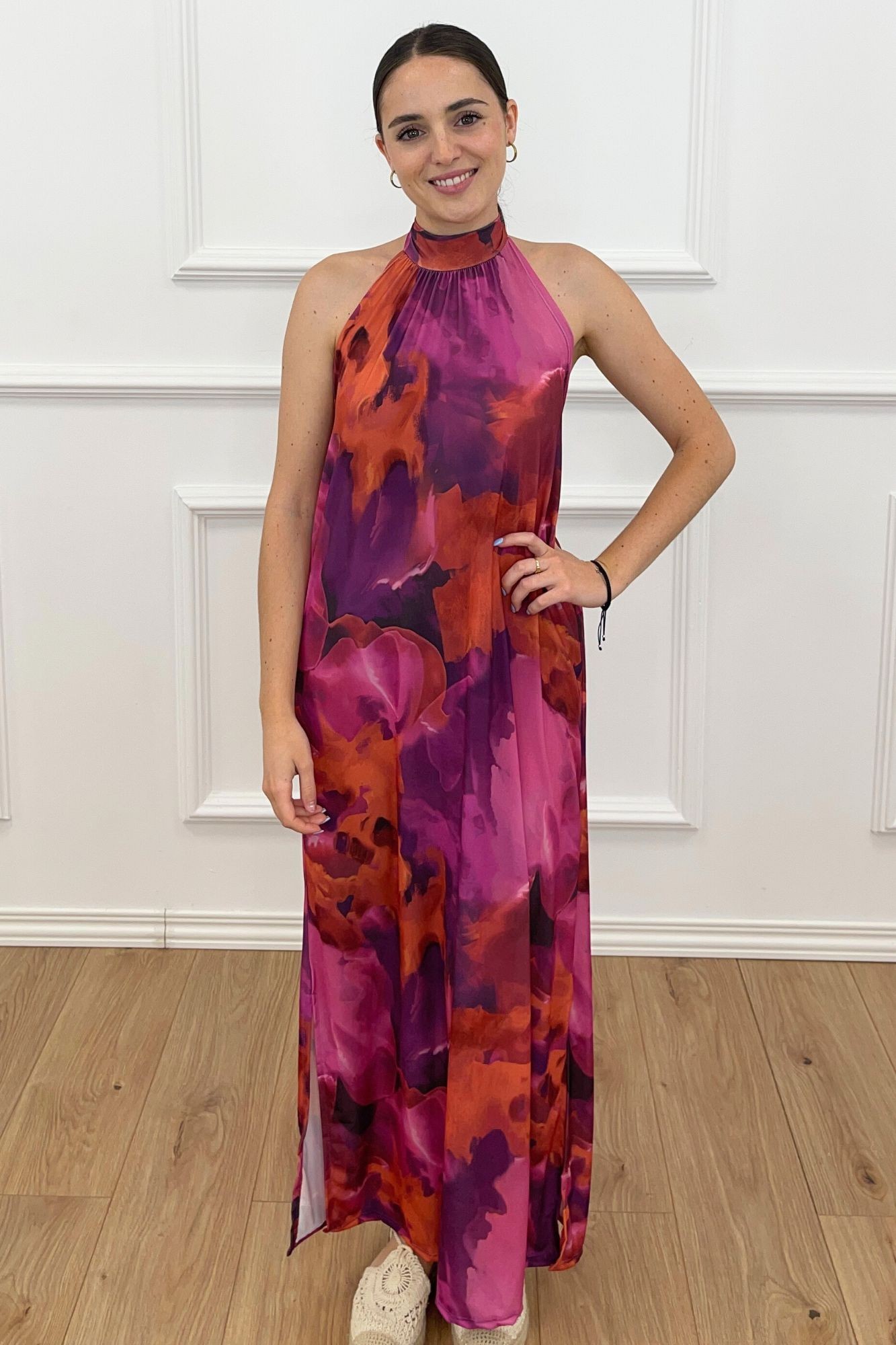 VESTIDO HALTER PUNTO DE SEDA BUGANVILLA