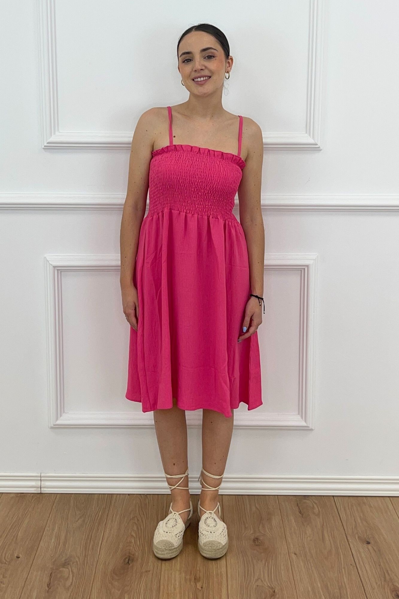 VESTIDO CORTO PANAL FUCSIA