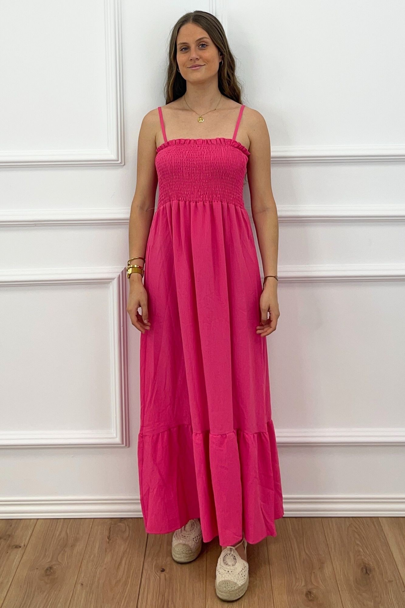 VESTIDO LARGO PANAL FUCSIA