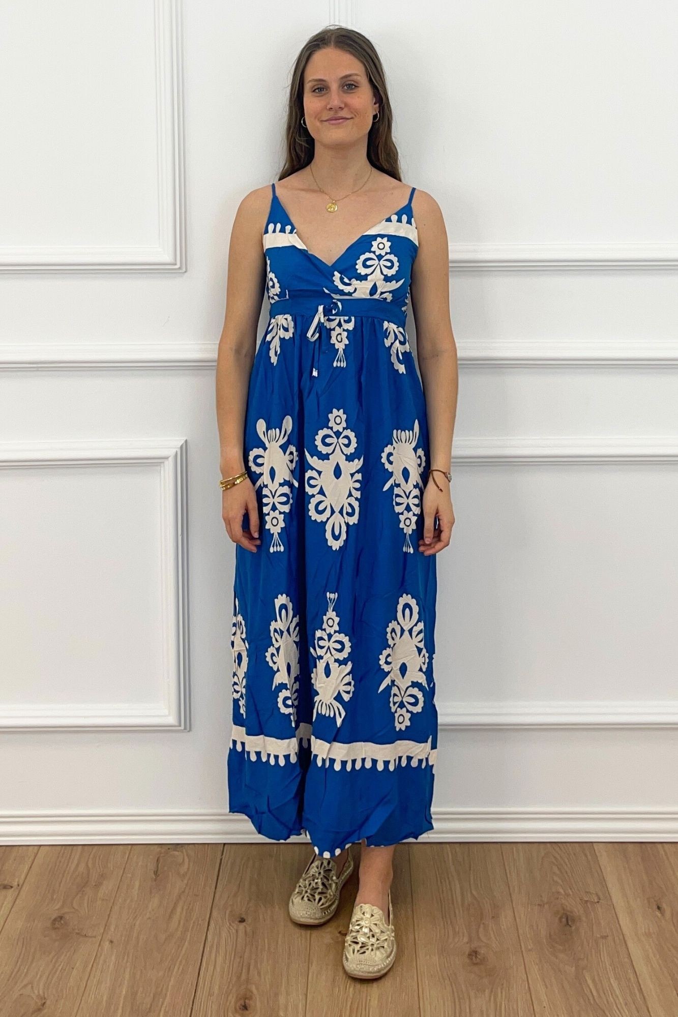 VESTIDO LARGO PLAYERO AZUL