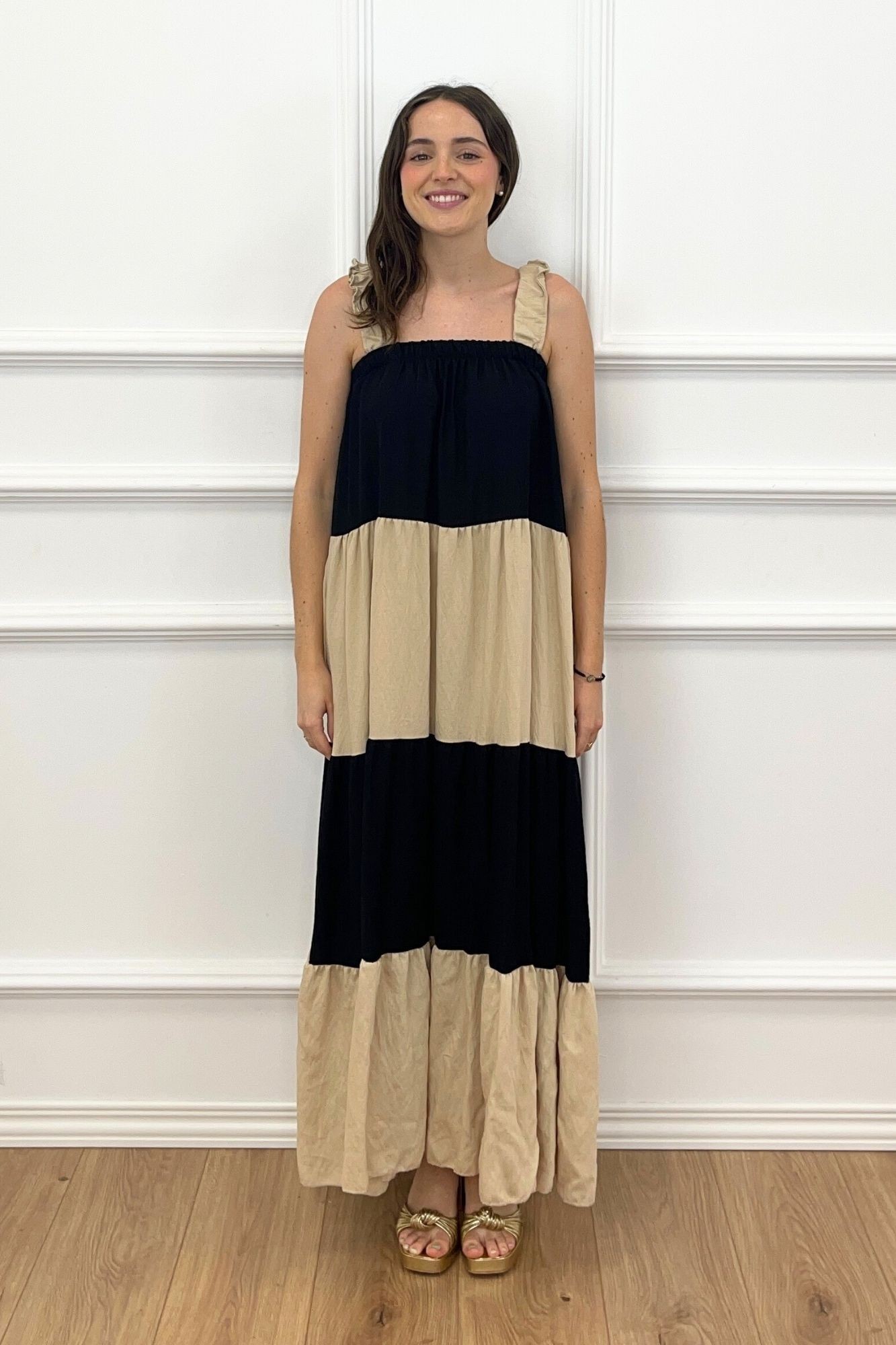 VESTIDO PANALES BICOLOR NEGRO