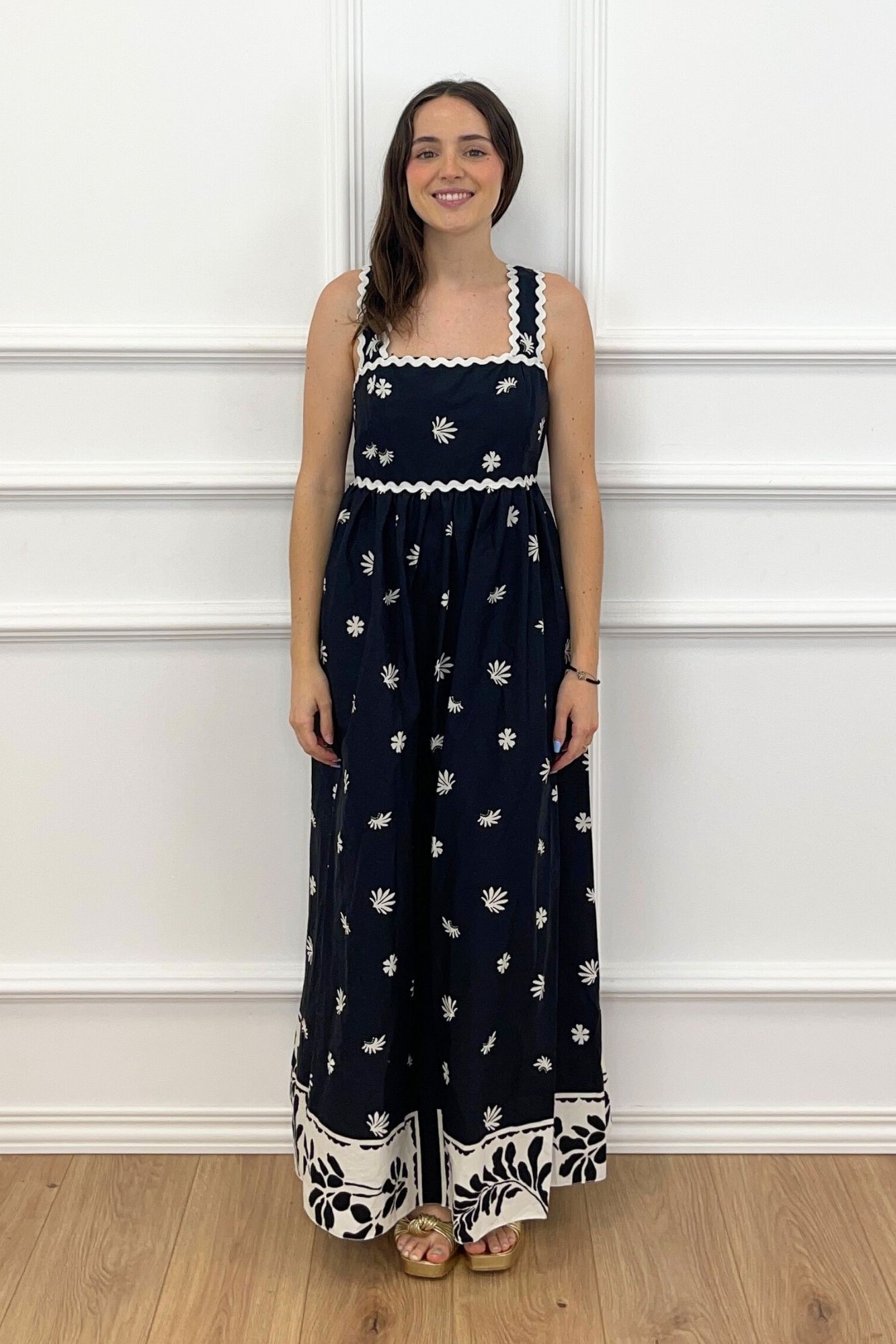 VESTIDO LARGO TROPICAL NEGRO