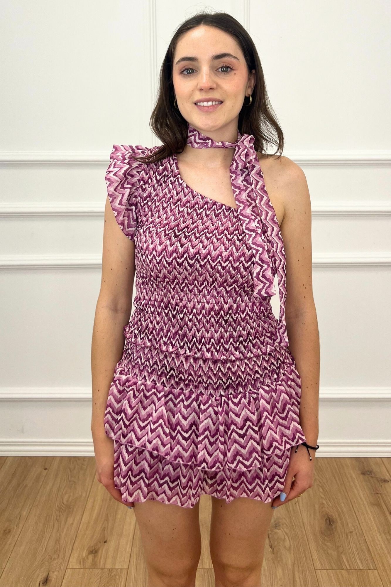 MINI FALDA PANTALÓN VOLANTE ESTAMPADA ROSA