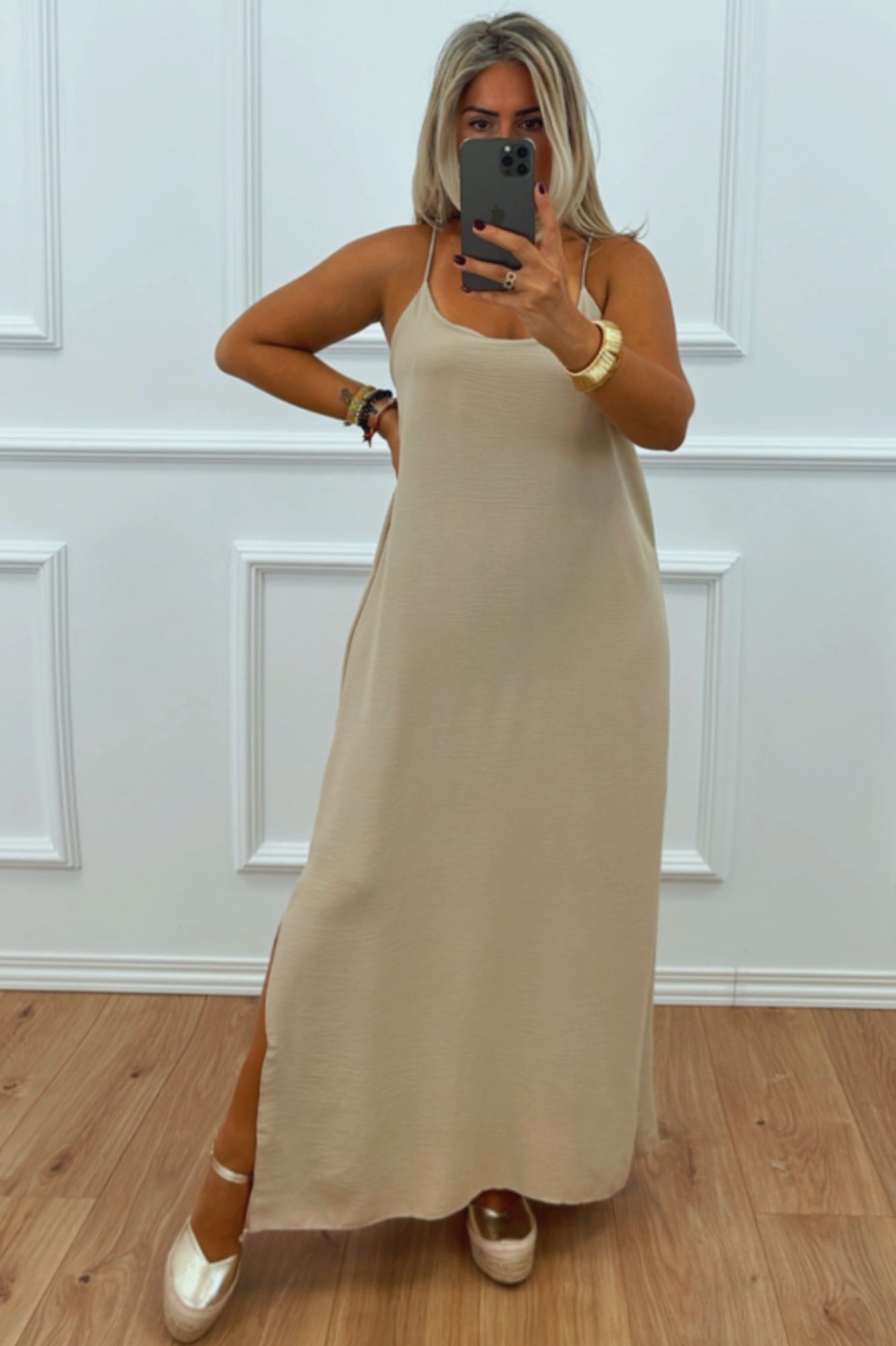 Vestido discount lencero beige